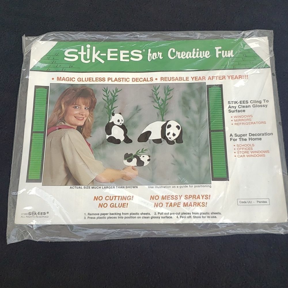 3 Sets Vintage Stik-ees Self Stick Vinyl Window Clings Still Sealed in Package - Picture 4 of 7